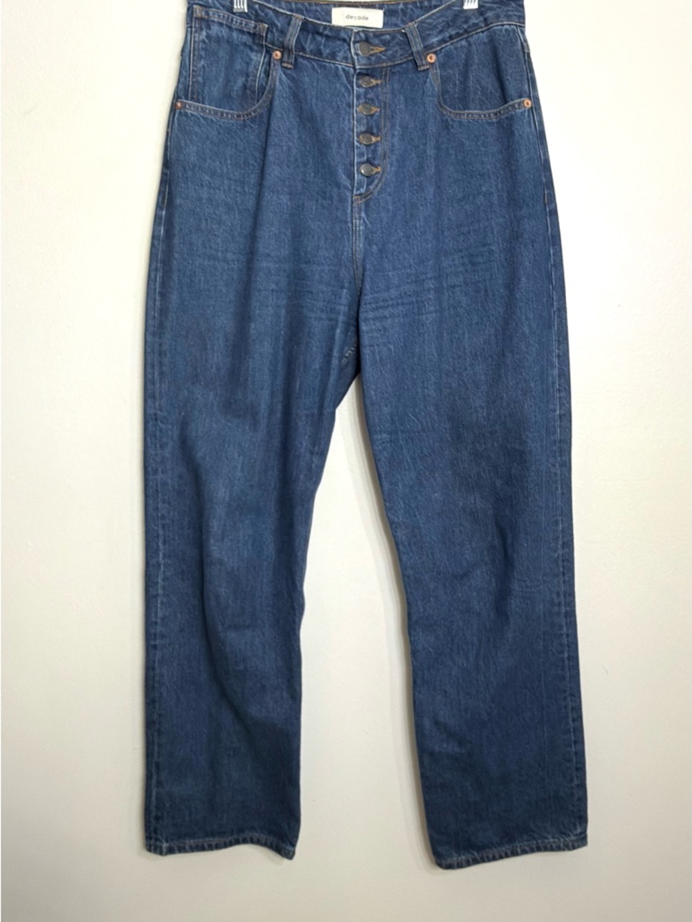 Decade Studio Bonnie Women's Straight Leg High-Rise Jeans in Dark Blue 34